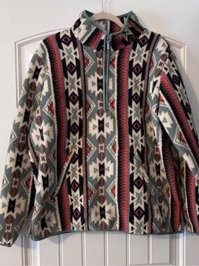 Wrangler Women's 3/4 Zip-Up Southwest Pattern Sherpa Fleece Pullover